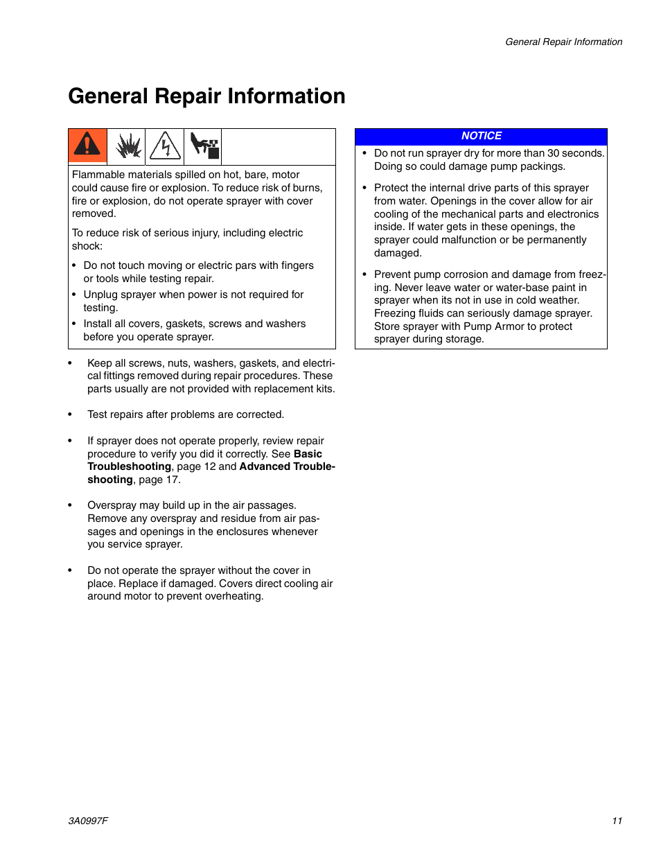 General repair information | AIRLESSCO SP200 User Manual | Page 11 / 38