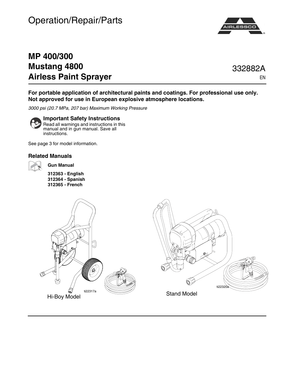 AIRLESSCO MP400 User Manual | 32 pages