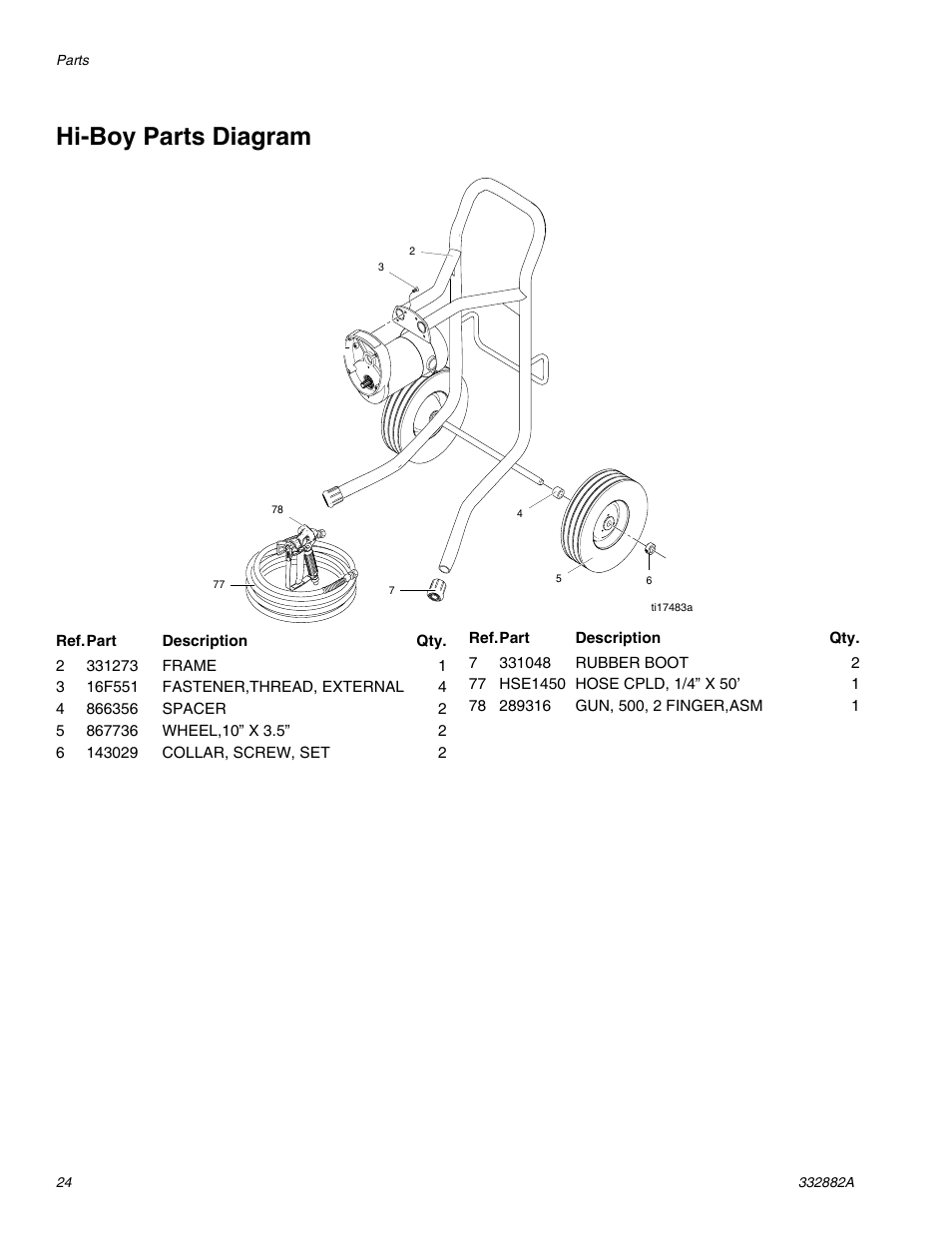 Hi-boy parts diagram | AIRLESSCO MP400 User Manual | Page 24 / 32