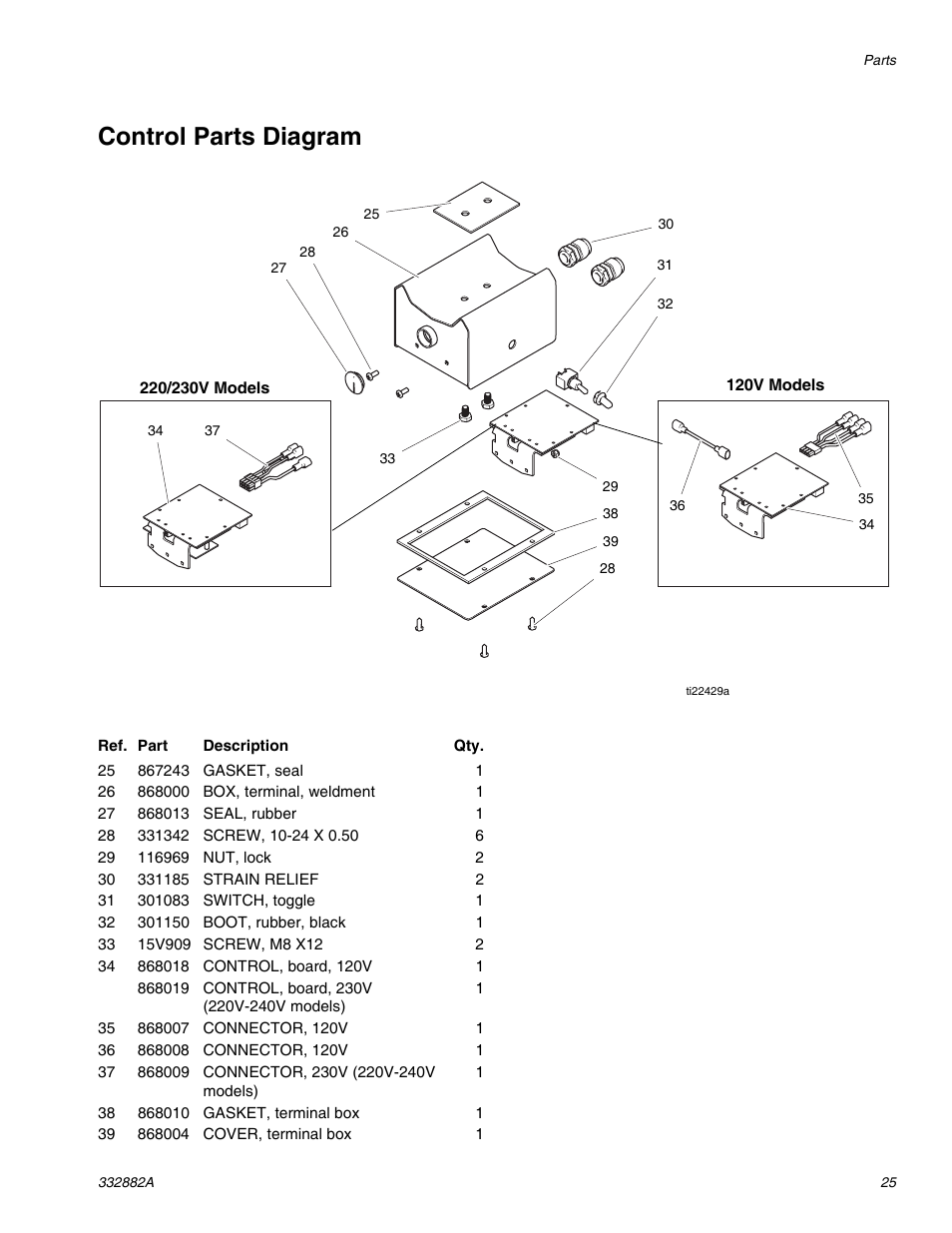 Control parts diagram | AIRLESSCO MP400 User Manual | Page 25 / 32