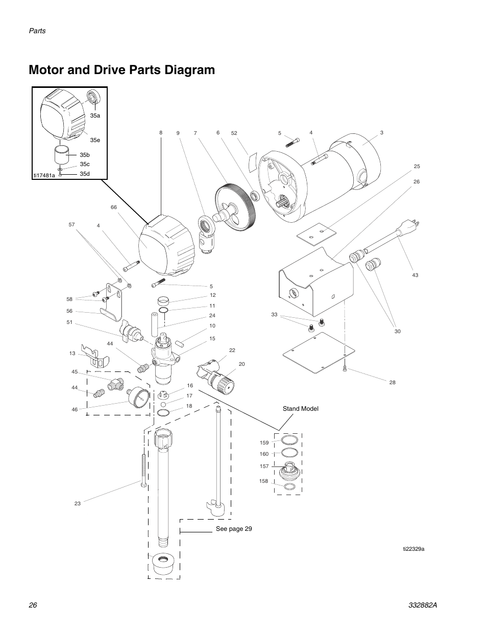 Motor and drive parts diagram | AIRLESSCO MP400 User Manual | Page 26 / 32