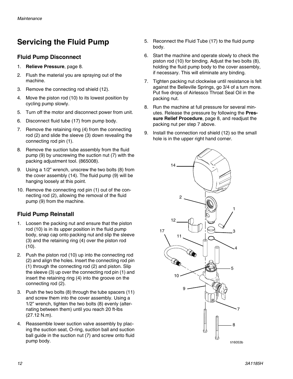 Servicing the fluid pump | AIRLESSCO LP500 User Manual | Page 12 / 34
