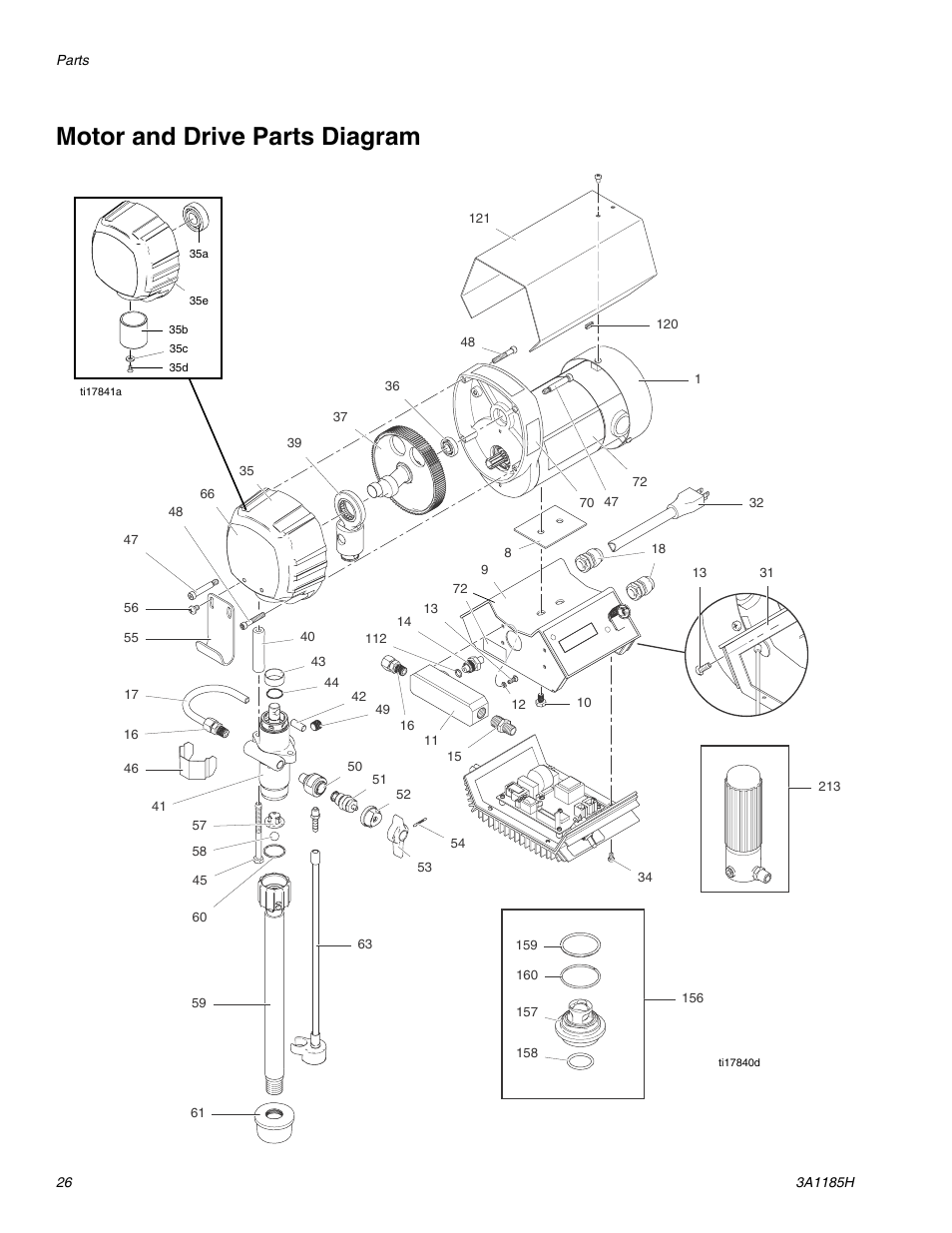 Motor and drive parts diagram | AIRLESSCO LP500 User Manual | Page 26 / 34