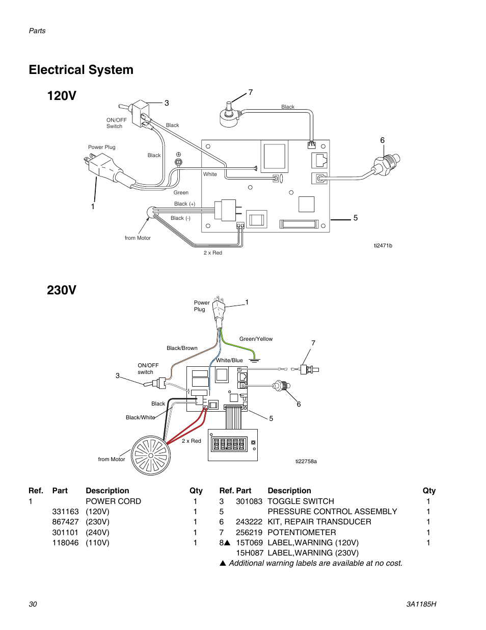 Electrical system | AIRLESSCO LP500 User Manual | Page 30 / 34