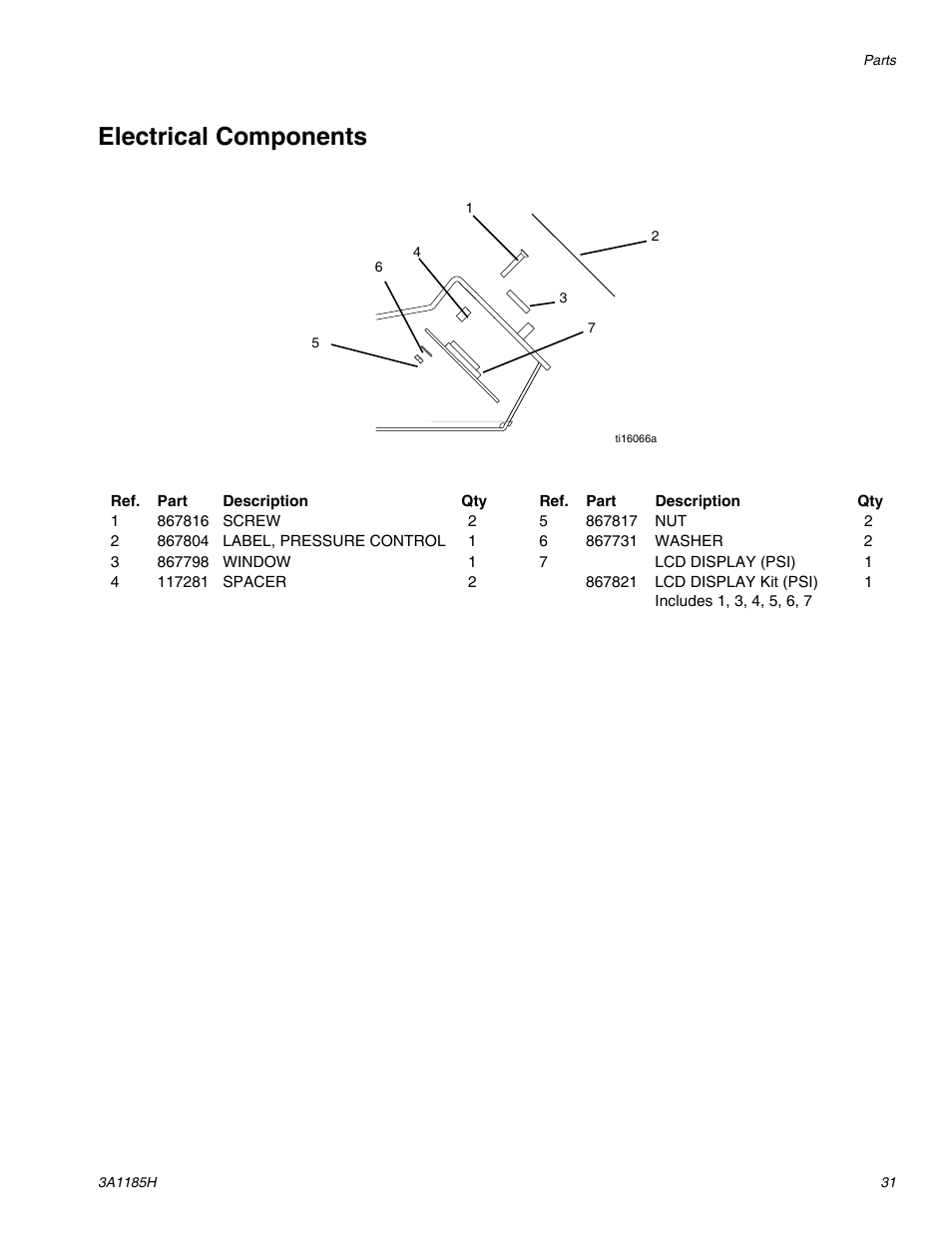 Electrical components | AIRLESSCO LP500 User Manual | Page 31 / 34