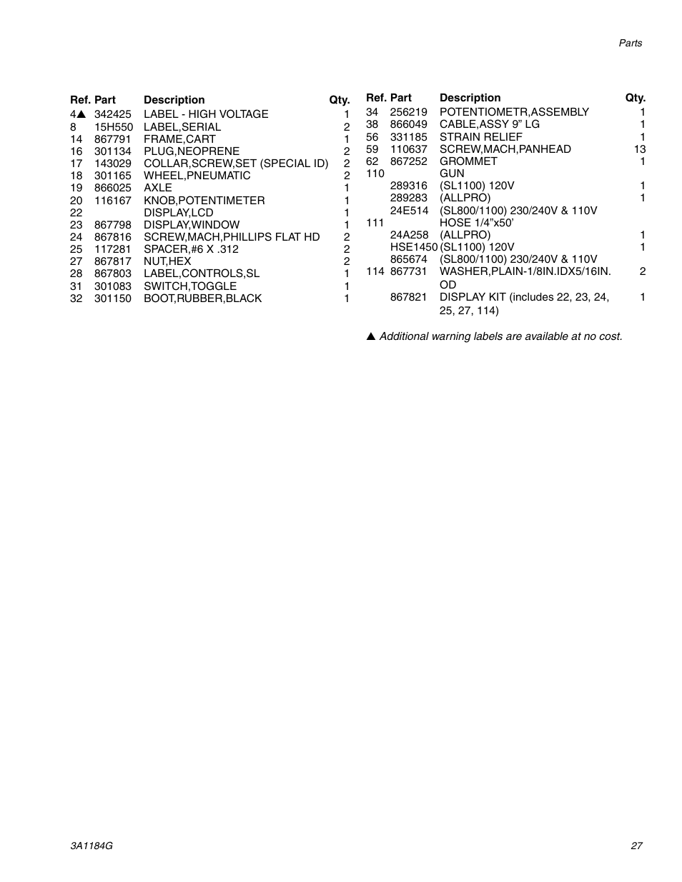 AIRLESSCO SL1100 User Manual | Page 27 / 34