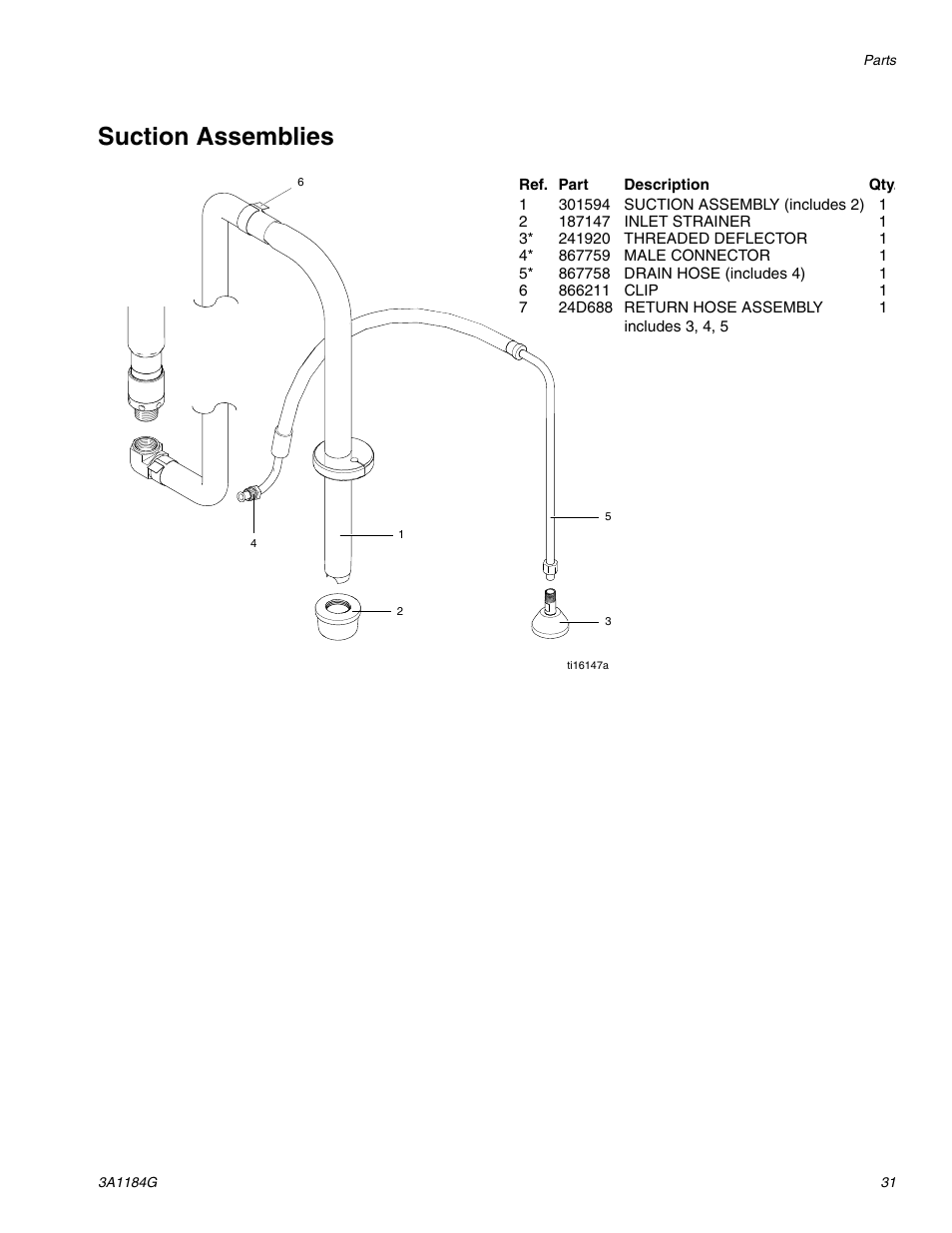 Suction assemblies | AIRLESSCO SL1100 User Manual | Page 31 / 34