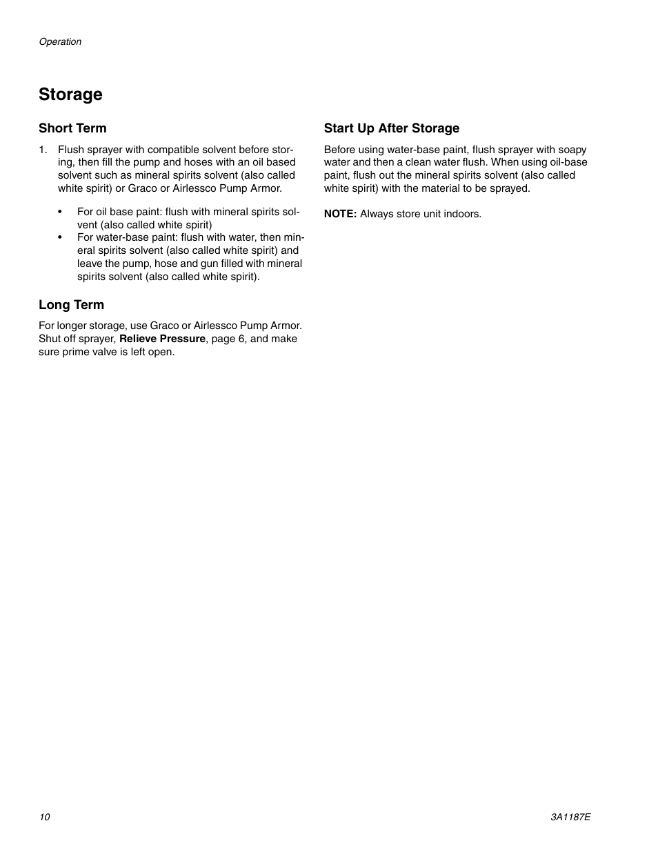 Storage | AIRLESSCO GS6250 User Manual | Page 10 / 32