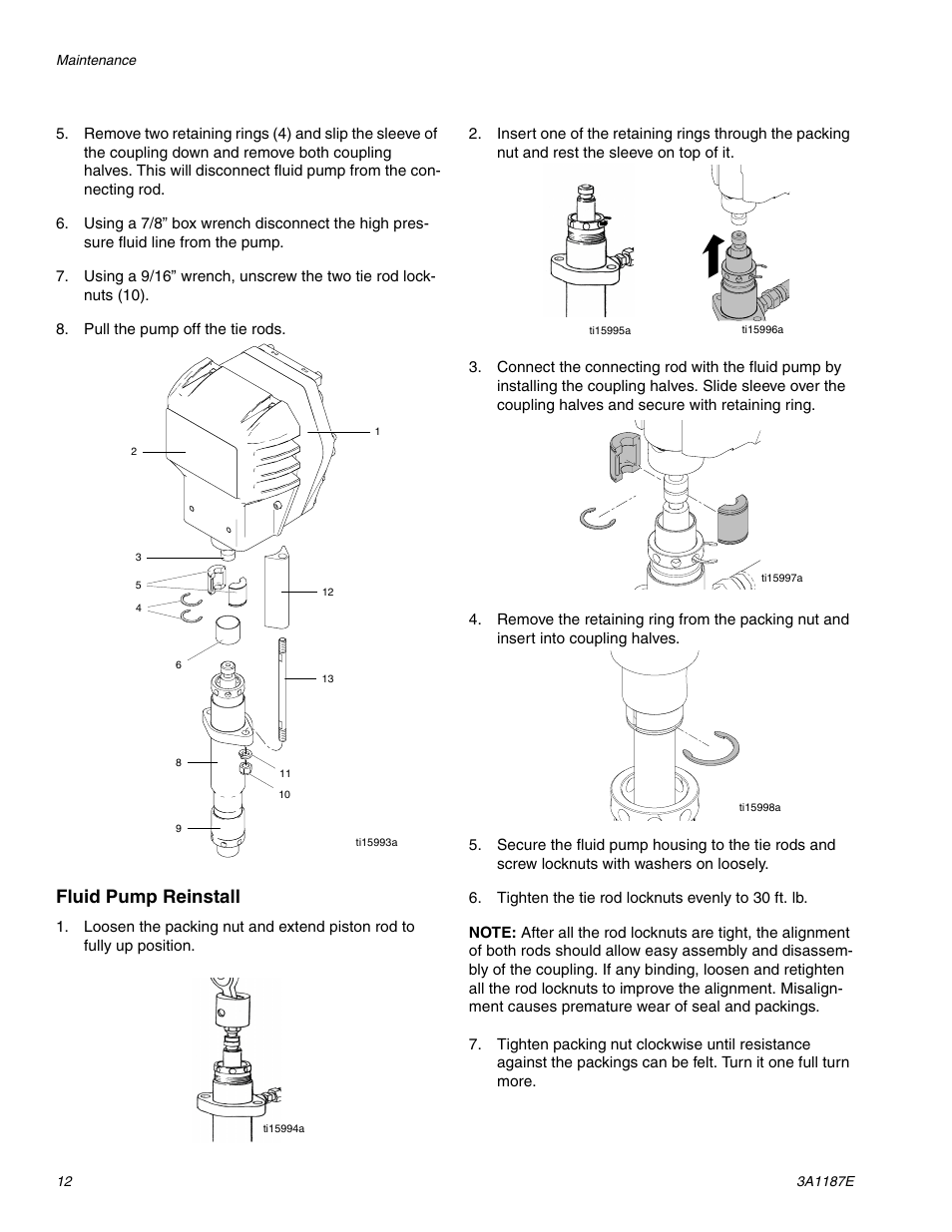 Fluid pump reinstall | AIRLESSCO GS6250 User Manual | Page 12 / 32