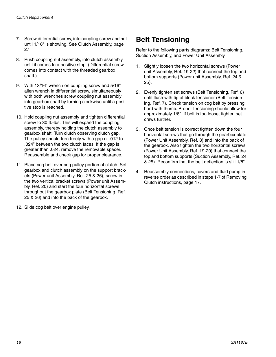 Belt tensioning | AIRLESSCO GS6250 User Manual | Page 18 / 32