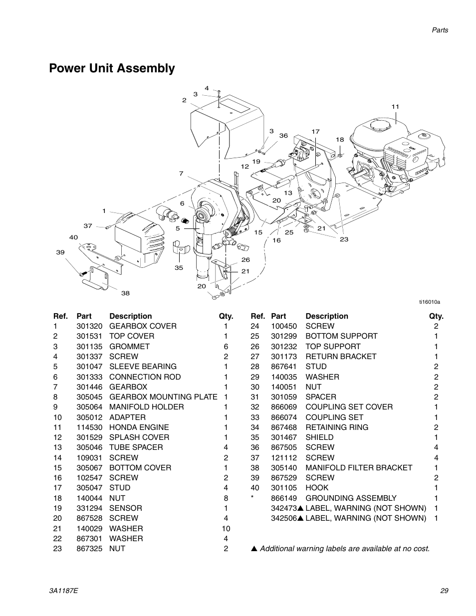 Power unit assembly | AIRLESSCO GS6250 User Manual | Page 29 / 32