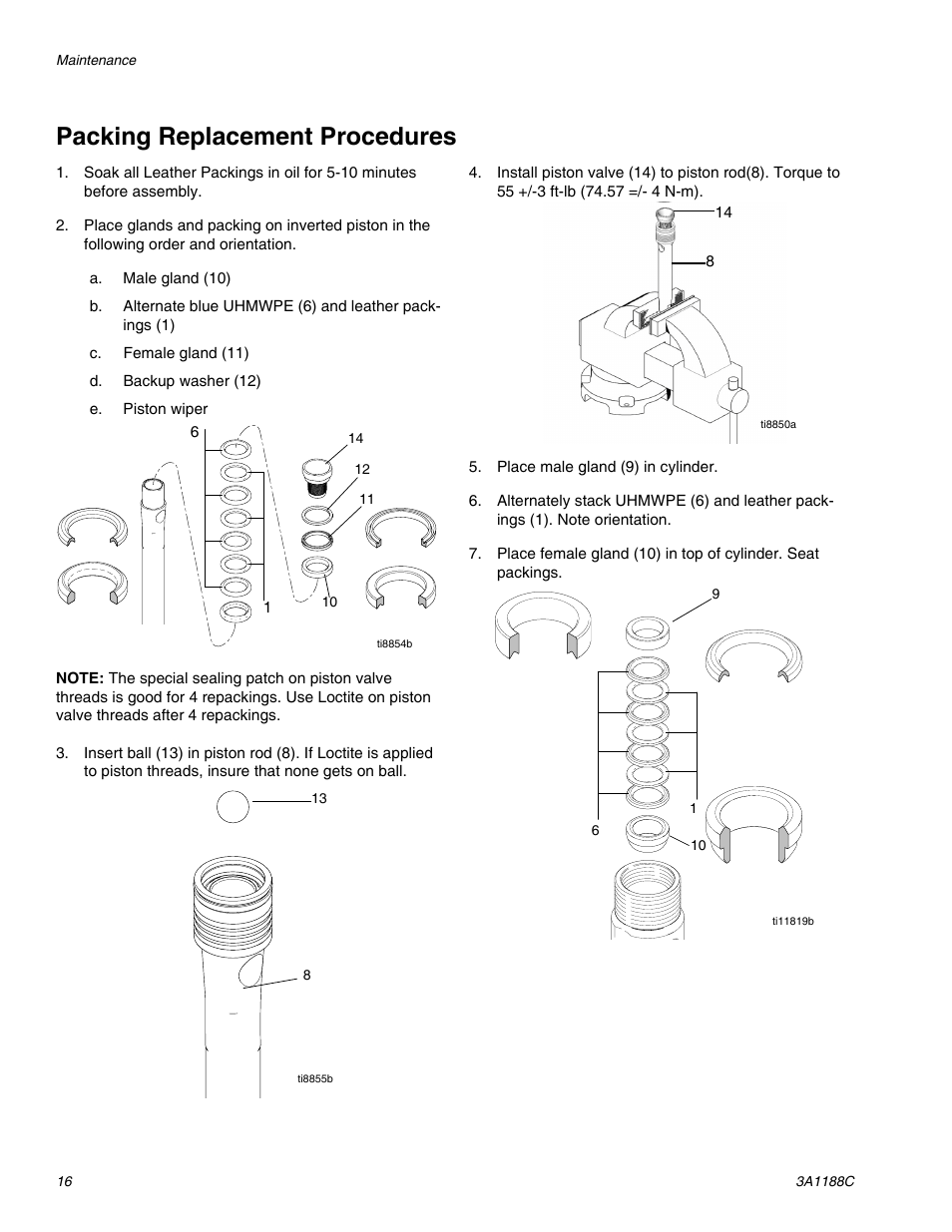 Packing replacement procedures | AIRLESSCO HSS9000 User Manual | Page 16 / 32