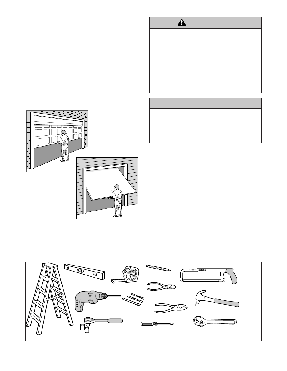 Preparing your garage door, Tools needed, Warning caution | Chamberlain POWER DRIVE PD200 User Manual | Page 3 / 40