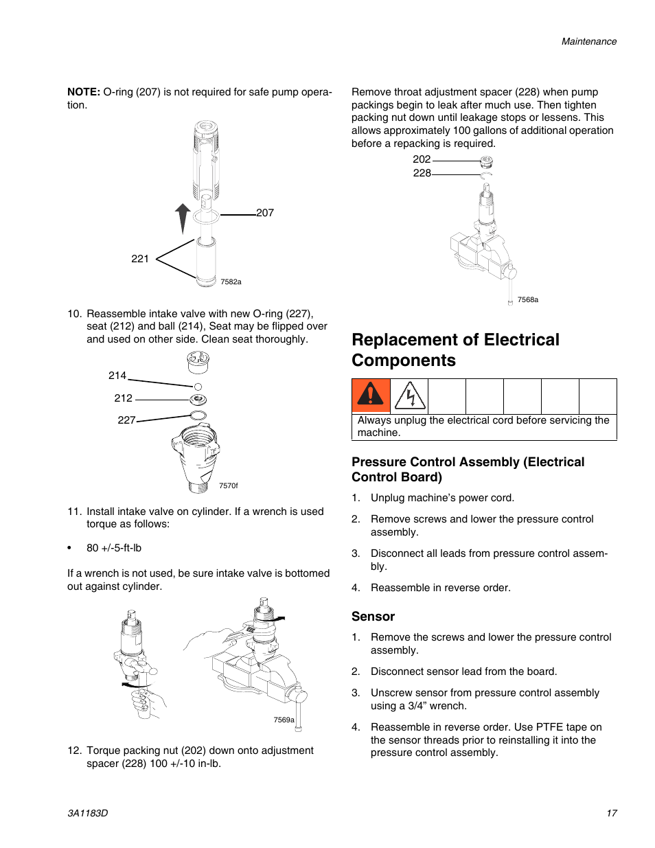 Replacement of electrical components | AIRLESSCO TS1500 User Manual | Page 17 / 34