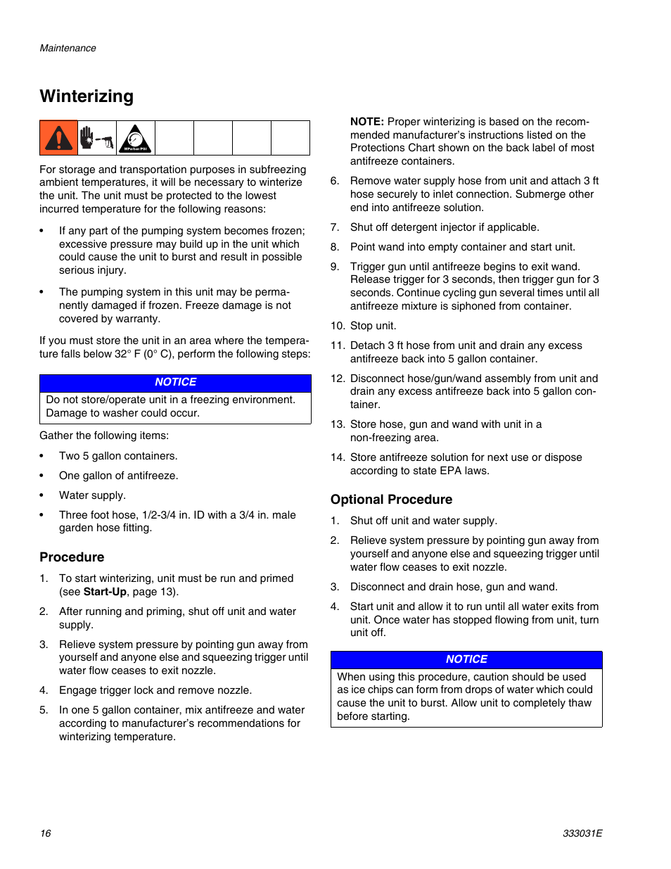 Winterizing | AIRLESSCO G-Force II 2525 DD User Manual | Page 16 / 36