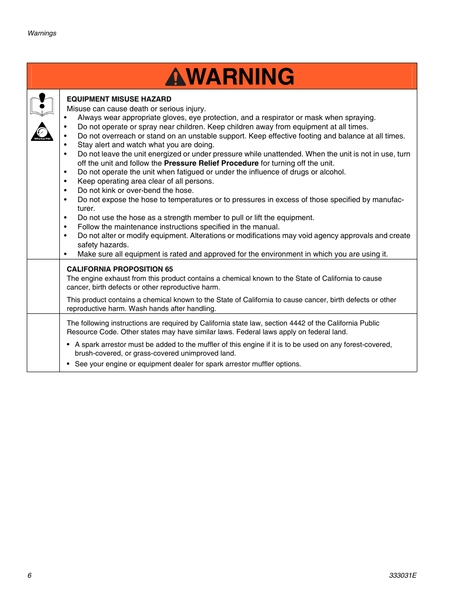 Warning | AIRLESSCO G-Force II 2525 DD User Manual | Page 6 / 36