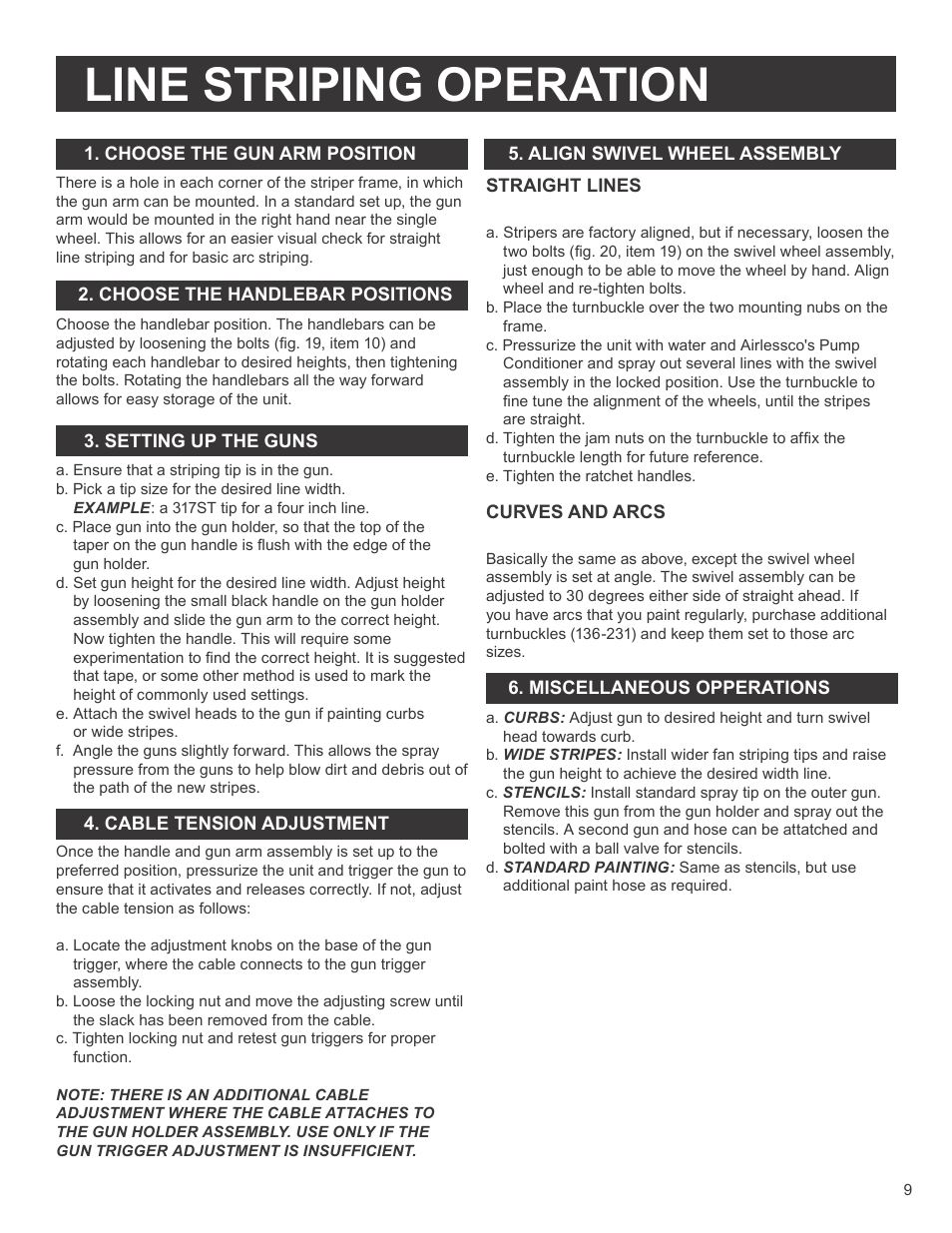 Line striping operation | AIRLESSCO SS3650 User Manual | Page 11 / 32