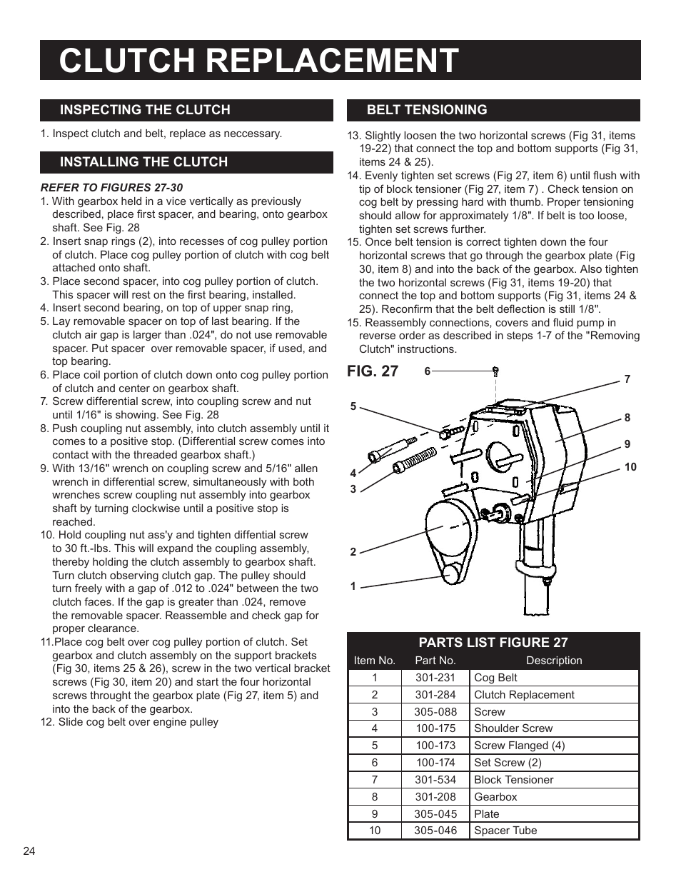 Clutch replacement, Fig. 27 | AIRLESSCO SS4550 User Manual | Page 26 / 40