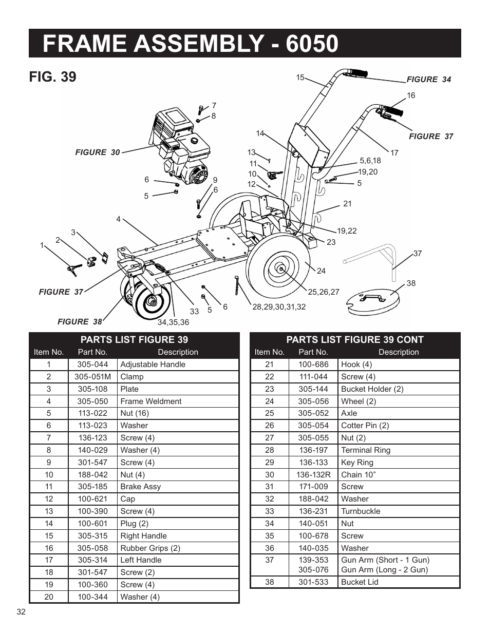 Frame assembly - 6050, Fig. 39 | AIRLESSCO SS4550 User Manual | Page 34 / 40