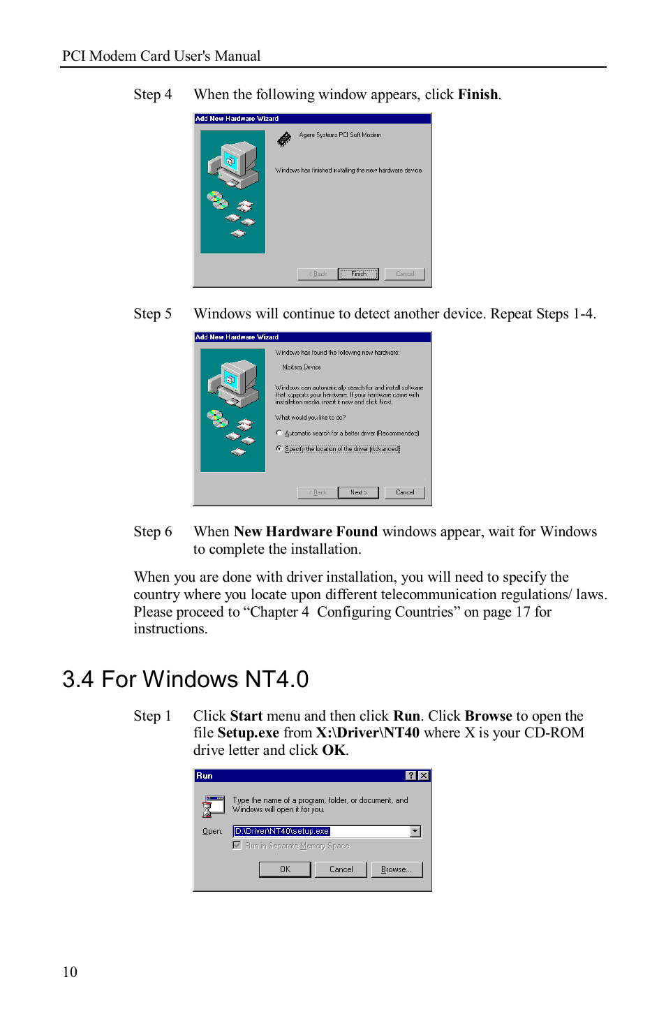 4 for windows nt4.0 | Airlink AML001 User Manual | Page 13 / 78