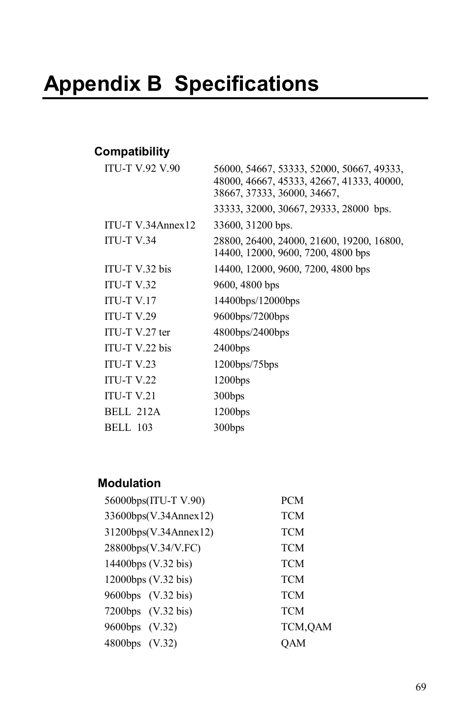 Appendix b specifications | Airlink AML001 User Manual | Page 70 / 78