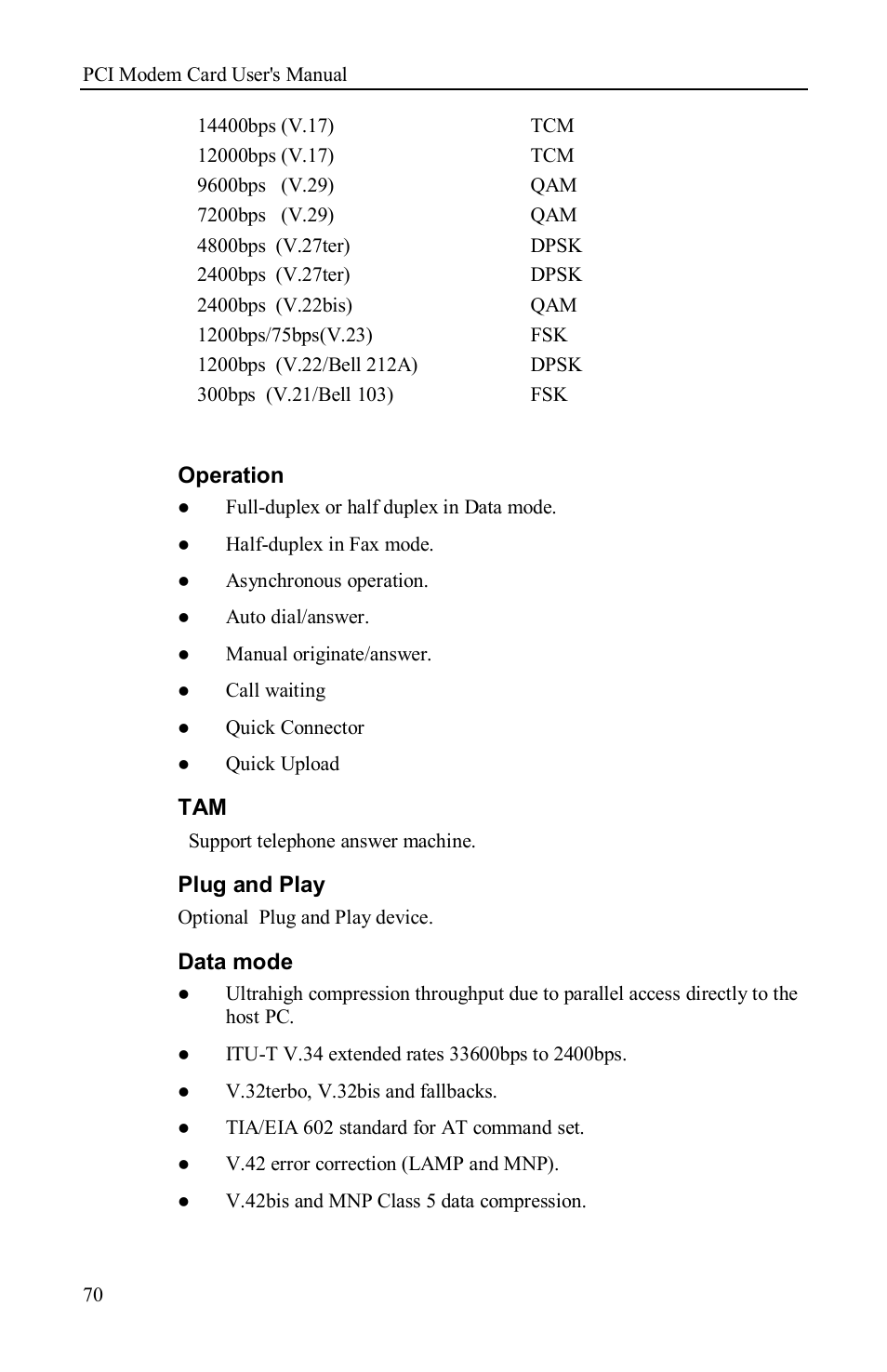 Operation, Plug and play, Data mode | Airlink AML001 User Manual | Page 71 / 78