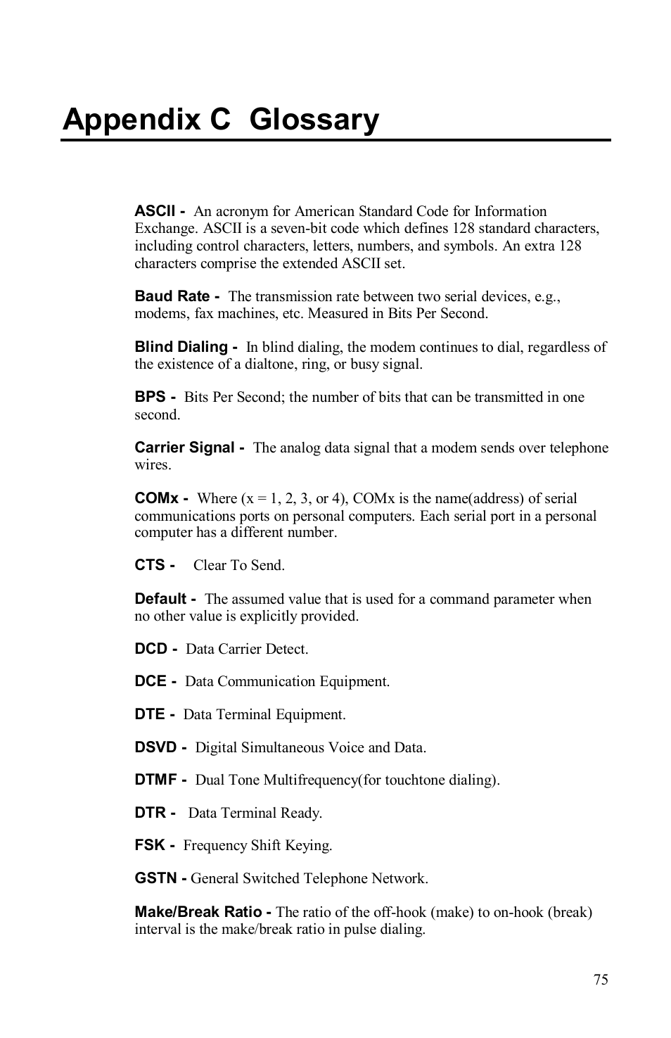 Appendix c glossary | Airlink AML001 User Manual | Page 75 / 78