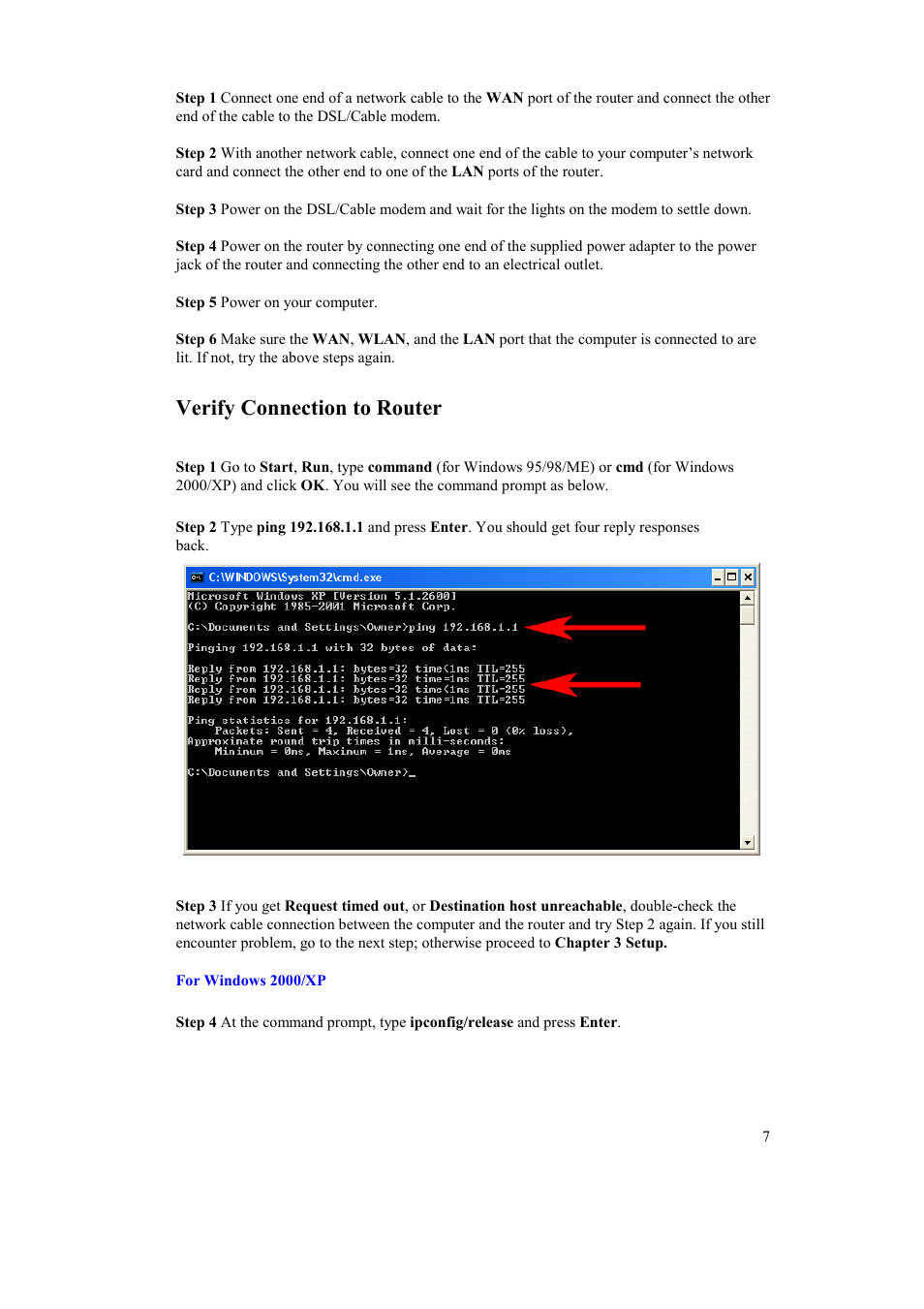 Verify connection to router | Airlink AR315W User Manual | Page 11 / 96