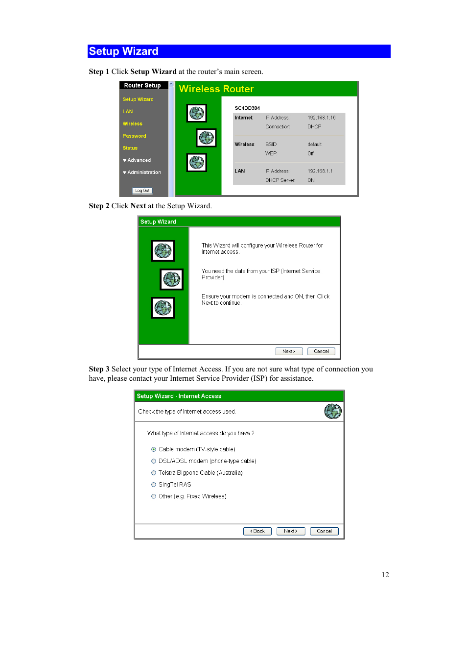 Setup wizard | Airlink AR315W User Manual | Page 16 / 96