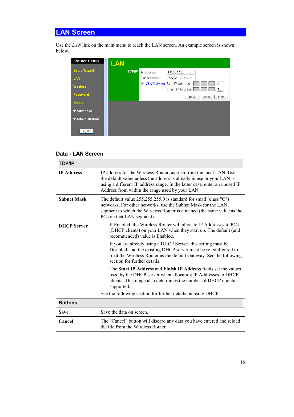 Lan screen | Airlink AR315W User Manual | Page 20 / 96