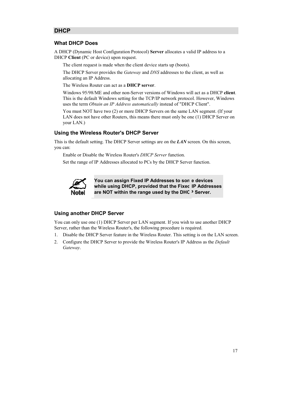 Dhcp | Airlink AR315W User Manual | Page 21 / 96