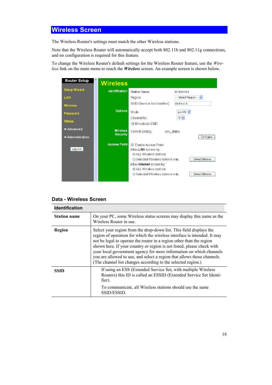 Wireless screen | Airlink AR315W User Manual | Page 22 / 96