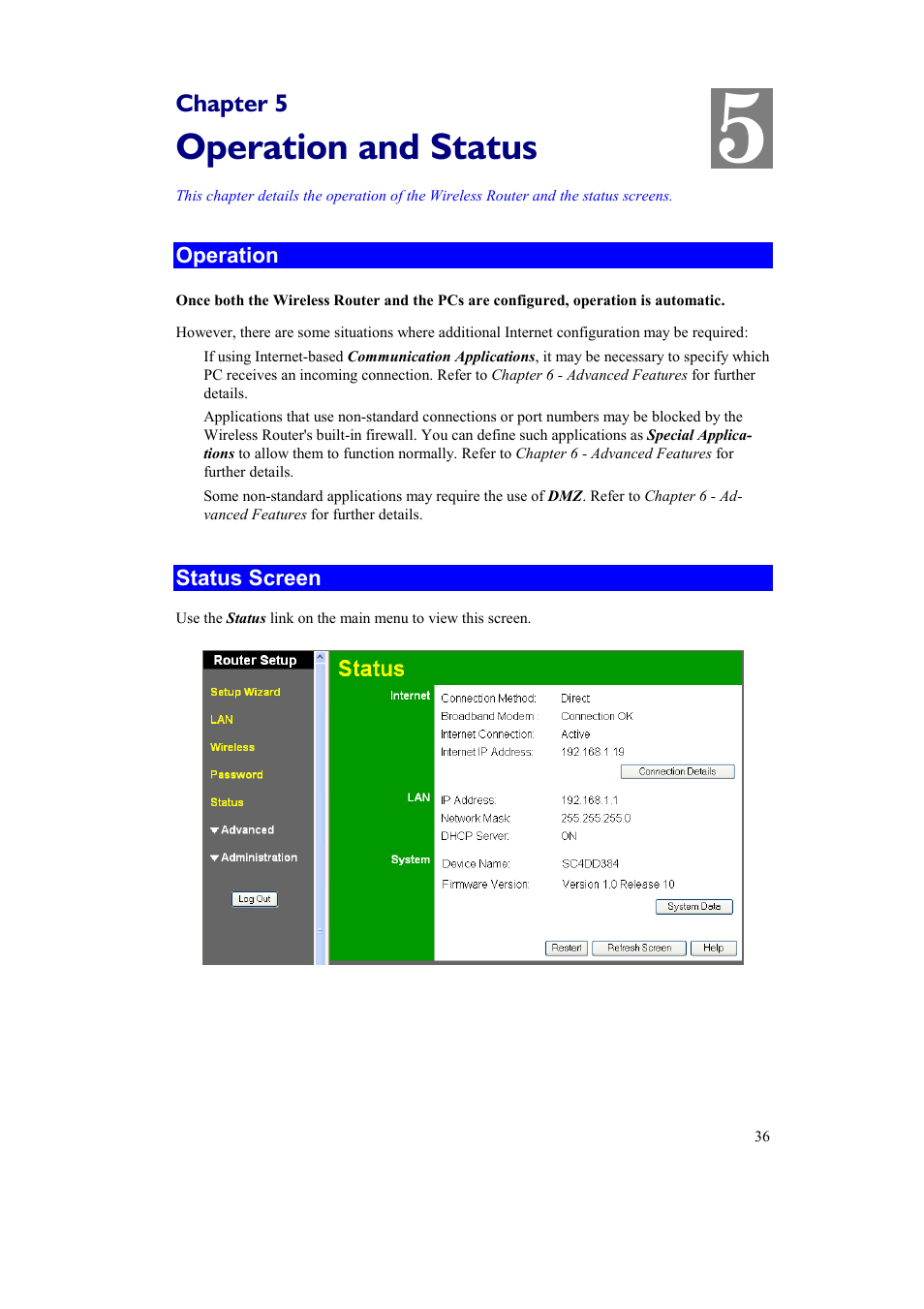 Operation and status | Airlink AR315W User Manual | Page 40 / 96