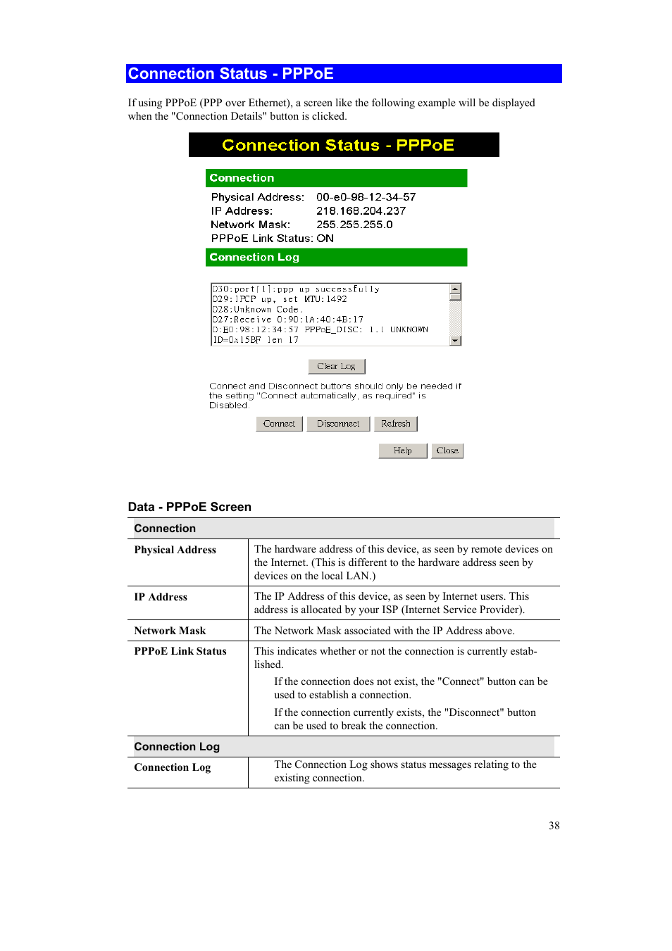 Connection status - pppoe | Airlink AR315W User Manual | Page 42 / 96