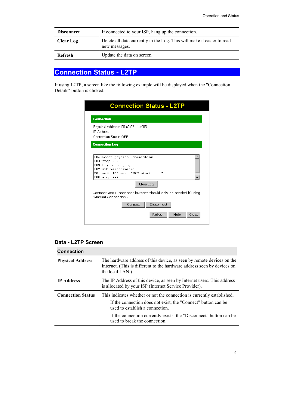 Connection status - l2tp | Airlink AR315W User Manual | Page 45 / 96