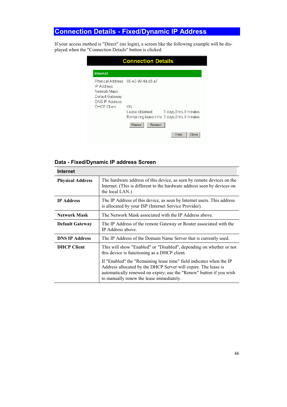 Connection details - fixed/dynamic ip address | Airlink AR315W User Manual | Page 50 / 96