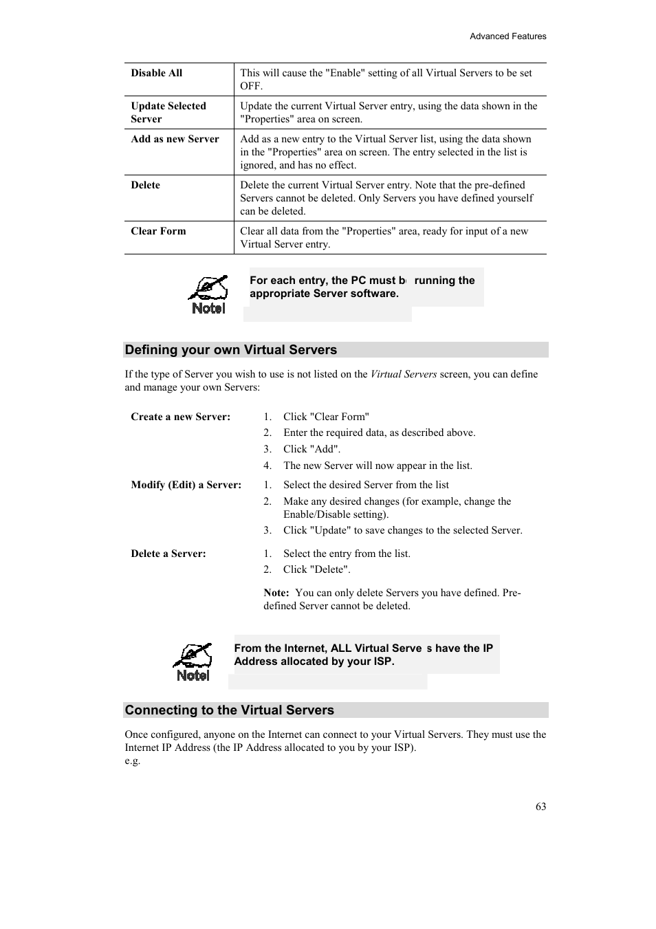 Defining your own virtual servers, Connecting to the virtual servers | Airlink AR315W User Manual | Page 67 / 96