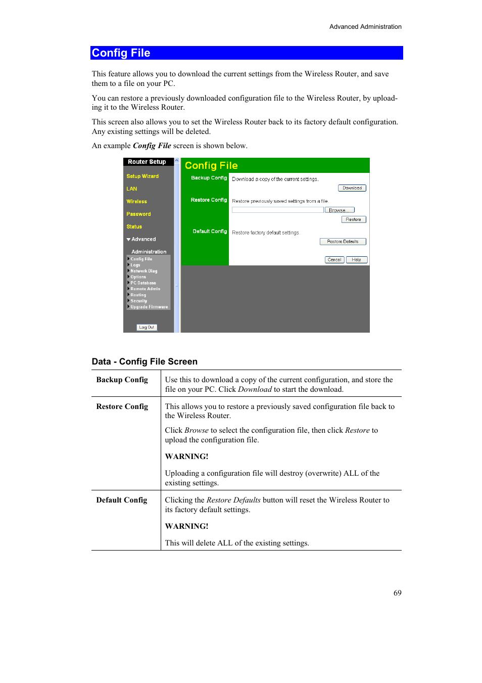 Config file | Airlink AR315W User Manual | Page 73 / 96