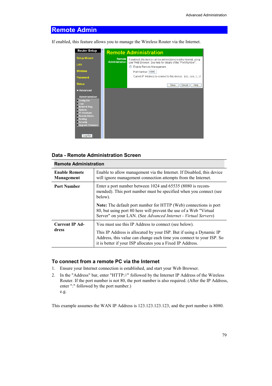 Remote admin | Airlink AR315W User Manual | Page 83 / 96