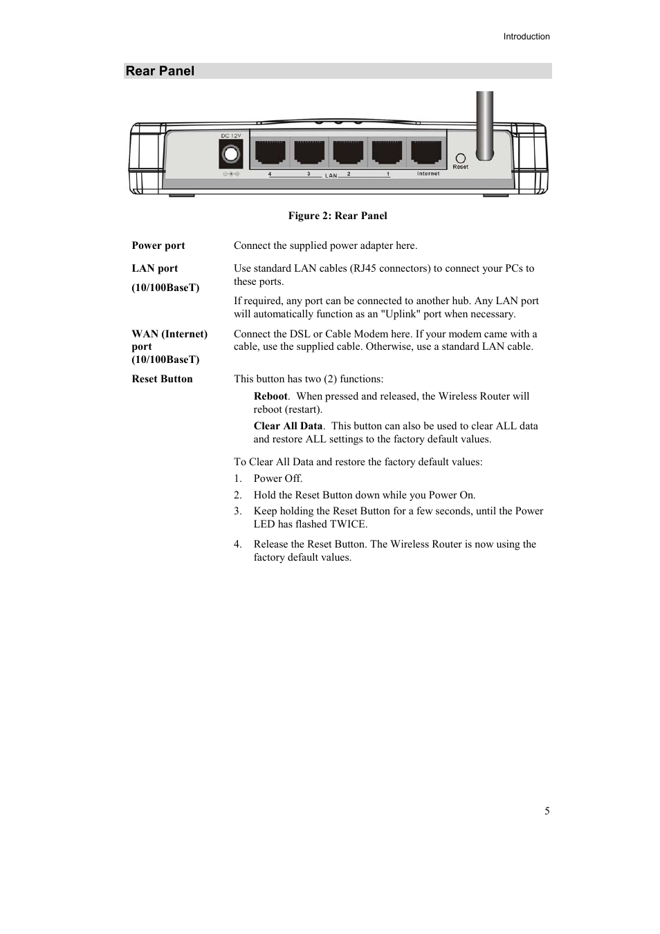 Rear panel | Airlink AR315W User Manual | Page 9 / 96