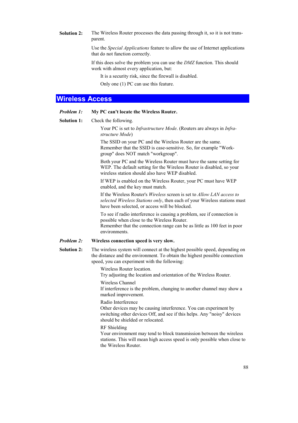 Wireless access | Airlink AR315W User Manual | Page 92 / 96