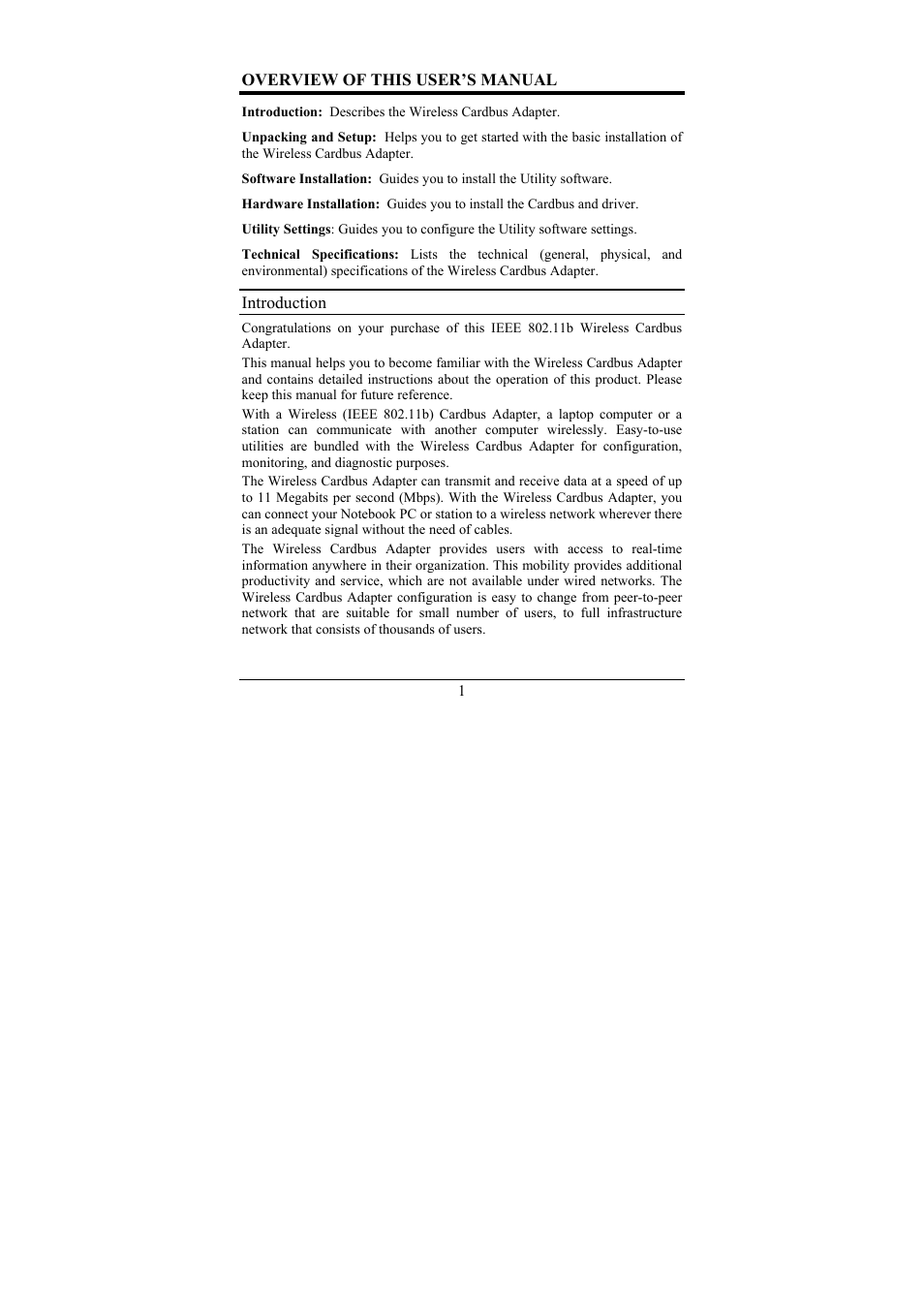 Overview of this user’s manual, Introduction | Airlink AWLC011 User Manual | Page 7 / 26