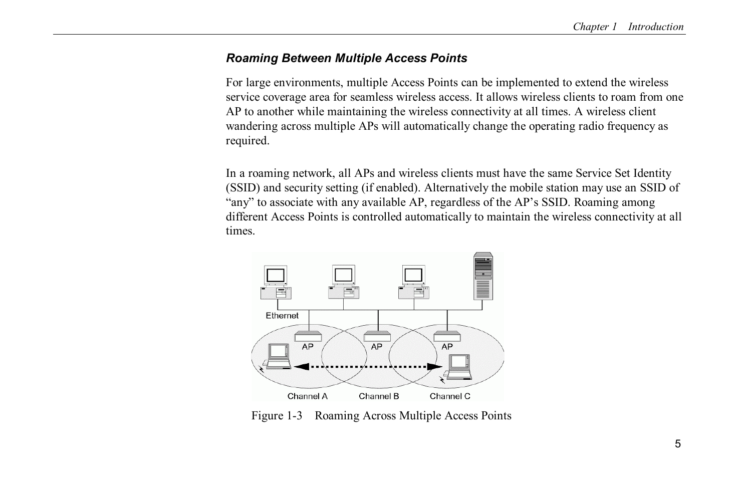 Figure 1-3 roaming across multiple access points | Airlink WLL013 User Manual | Page 13 / 84