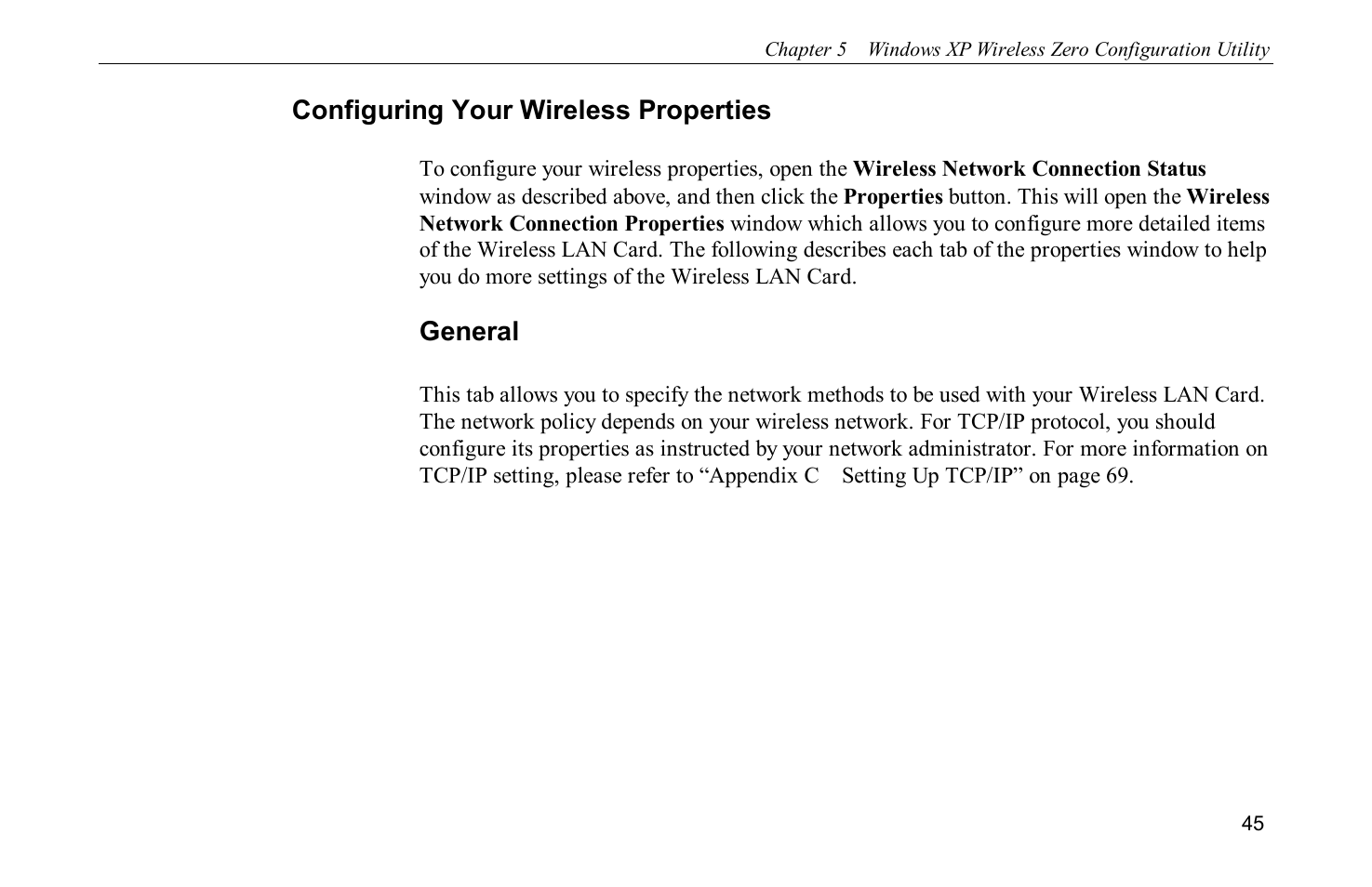 Configuring your wireless properties, General | Airlink WLL013 User Manual | Page 50 / 84