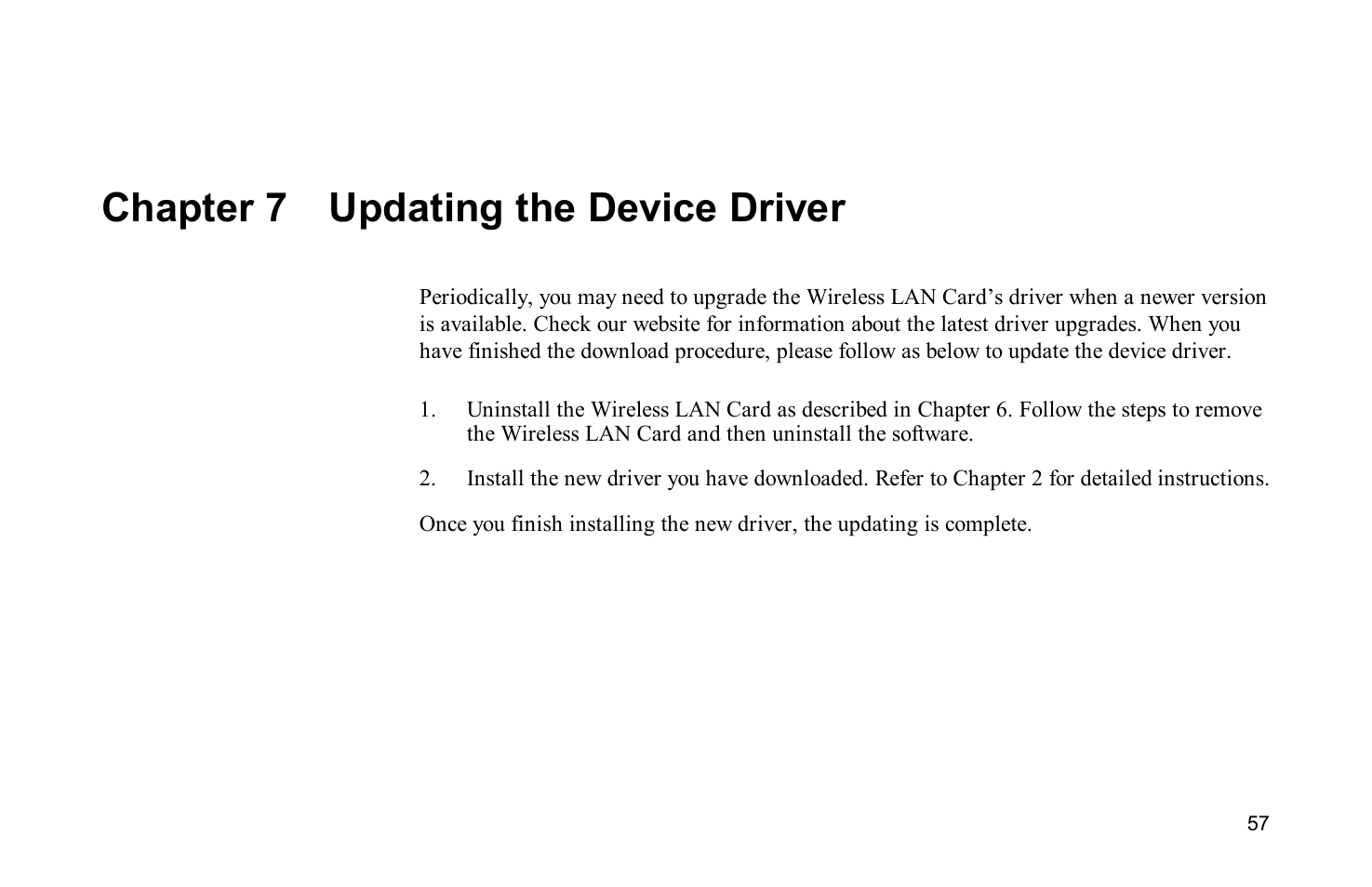 Chapter 7 updating the device driver | Airlink WLL013 User Manual | Page 61 / 84