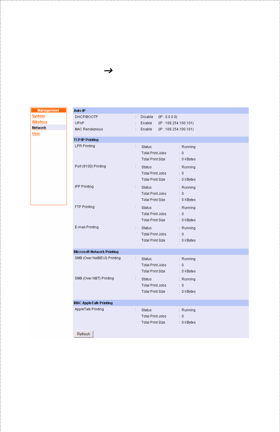 Management, Network | Airlink APSUSB201W User Manual | Page 34 / 57