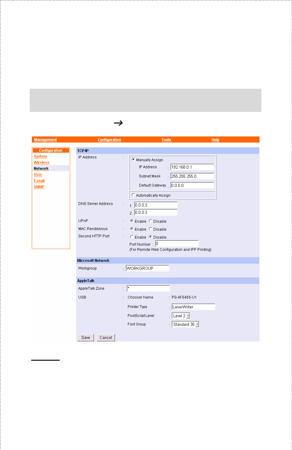 Configuration, Network | Airlink APSUSB201W User Manual | Page 41 / 57