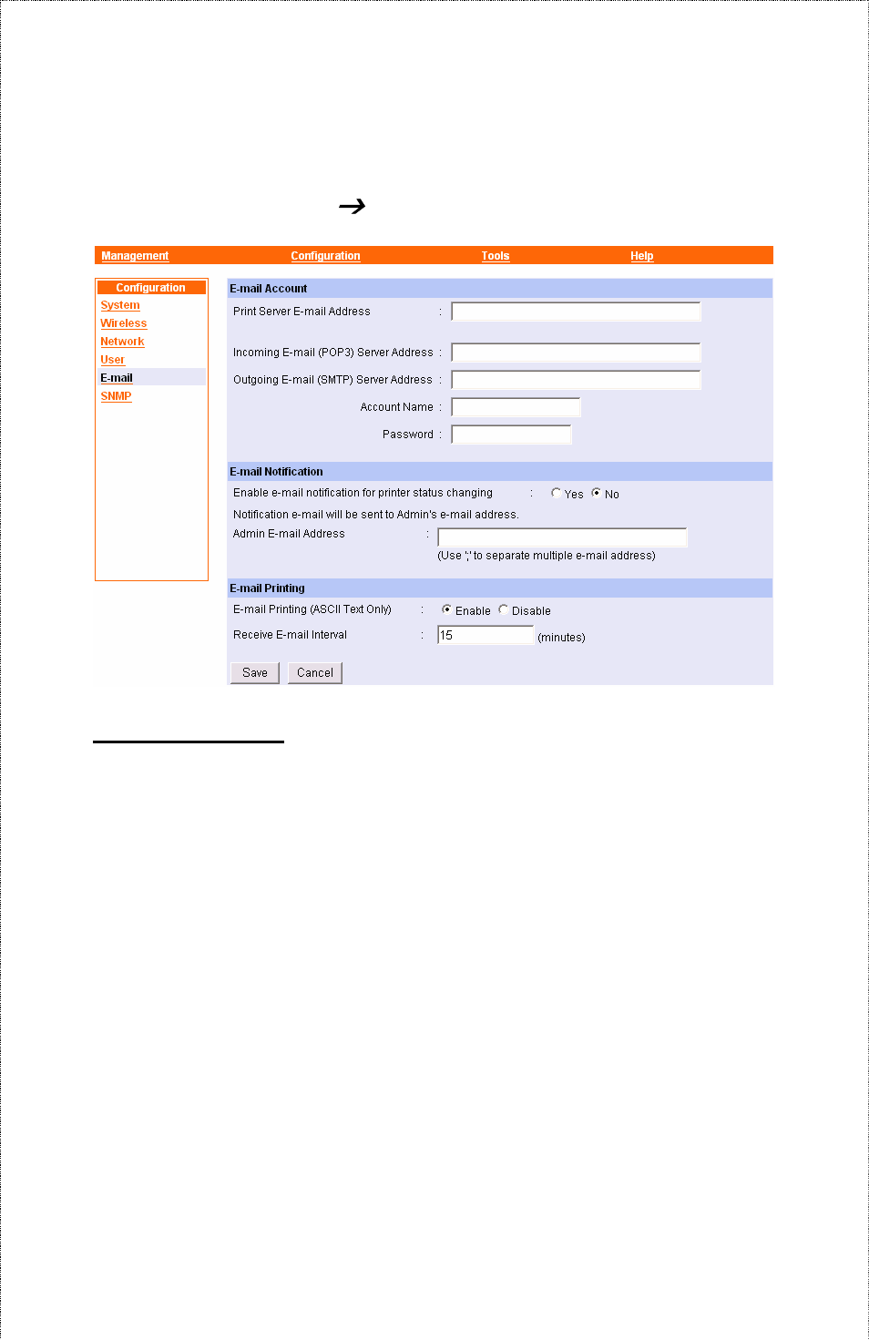 Configuration, E-mail | Airlink APSUSB201W User Manual | Page 44 / 57