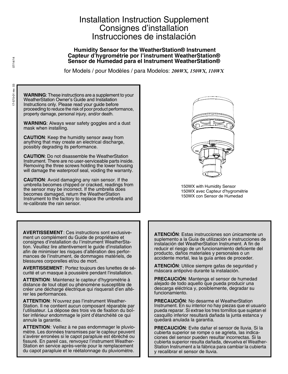 Airmar Humidity Sensor—200WX User Manual | 2 pages