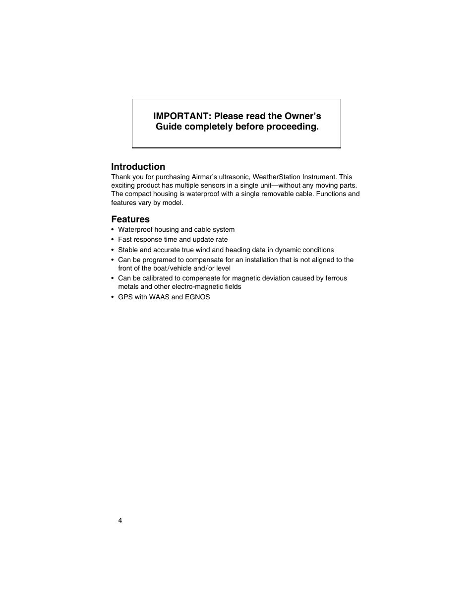 Airmar 200WX—Ultrasonic WeatherStation® Instrument User Manual | Page 4 / 24